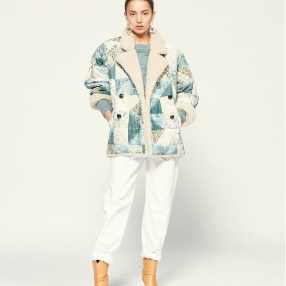 100% Authentic Isabel Marant Maceio Coat Jacket Blue Print Size 36/4 - BNWT